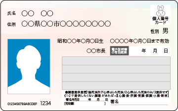 個人番号カードの表面 サンプル画像