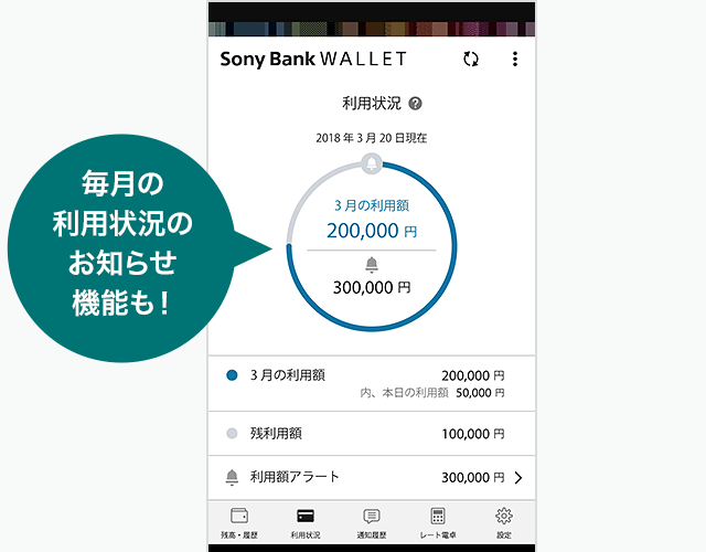毎月の利用状況のお知らせ機能も！