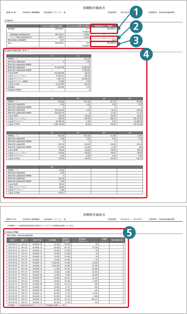外国為替証拠金取引年間取引報告書イメージ