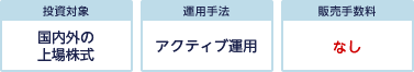 [投資対象]国内外の上場株式 [運用手法]アクティブ運用 [販売手数料]なし