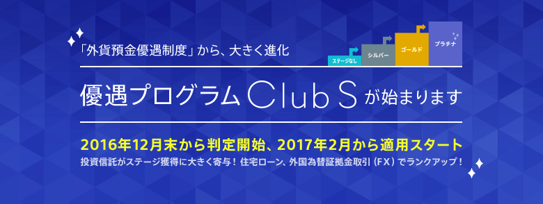 優遇プログラム Club S が始まります